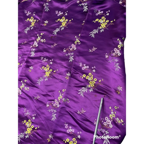 Mu lan Cheongsam Qipao purple Chinese Floral pattern Dress xxl - Picture 3 of 11